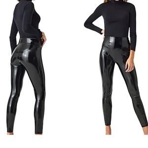 Spanx Patent Faux Leather Black Leggings